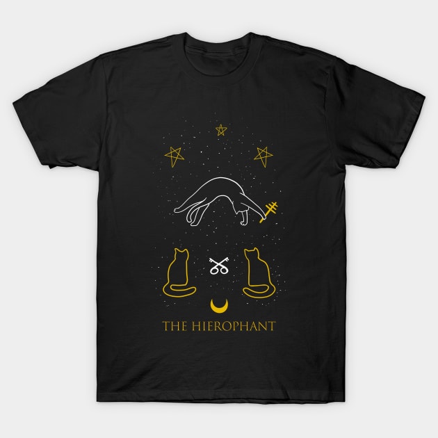 The Hierophant - Tarot Cats T-Shirt by Marlopoly